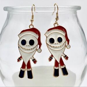𝅺JACK SKELLINGTON Santa Claus Nightmare Before Christmas Metal Drop Earrings